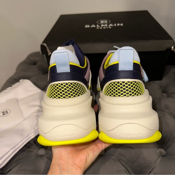 Size 42 Balmain B-bold Panelled Chunky Sneakers - Picture 4 of 15